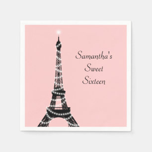 En Papier Serviette de Tour Eiffel de sweet sixteen