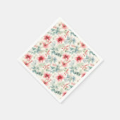 En Papier Serviette de vacances florale rouge (Coin)
