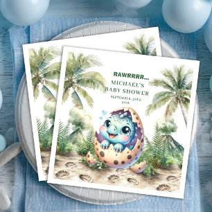 En Papier Serviette de vaisselle pour Baby Shower Bébé Dinos