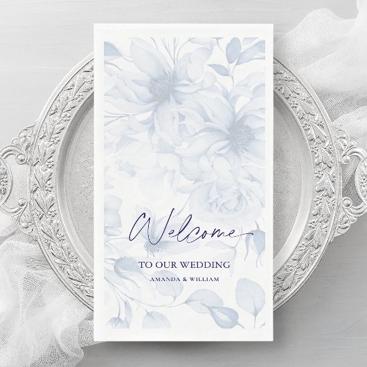 En Papier Serviette d'hôte bleu Dusty - Bienvenue