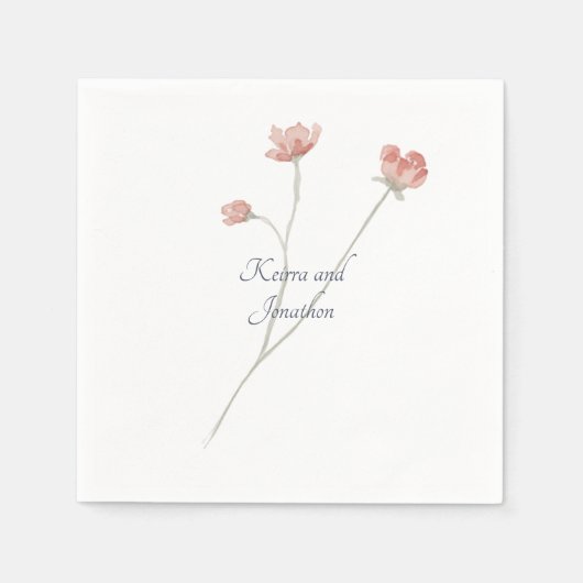 En Papier Serviette Fleurie Aquarelle Wedding Sage (Devant)