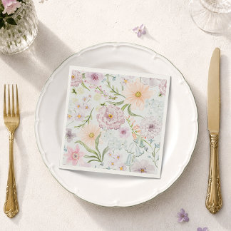 En Papier Serviette florale de jardin de campagne pastel