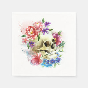 En Papier Serviette florale de Skull Dia de los Muertos  