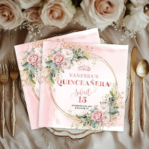 En Papier Serviette florale rose poudrée Eucalyptus pour Qui