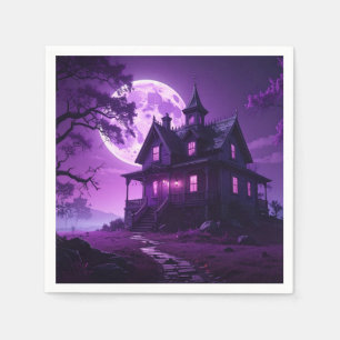 En Papier Serviette Maison au Clair de Lune Hantée