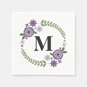 En Papier Serviette Mariage de monogramme de couronne de fle