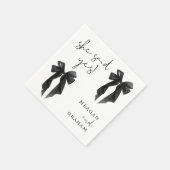 En Papier Serviette Noir Bow Elle a dit oui (Coin)
