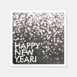 En Papier Serviette - noir de scintillement de bonne année