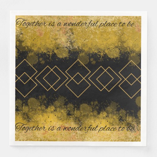 En Papier serviette noire et or (Devant)