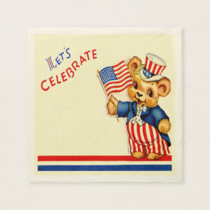 En Papier Serviette patriotique vintage d'ours de nounours