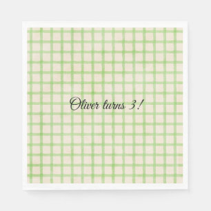 En Papier Serviette personnalisée avec motif gingham vert