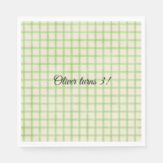 En Papier Serviette personnalisée avec motif gingham vert