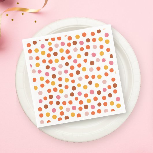 En Papier Serviette pois rose, orange et jaune