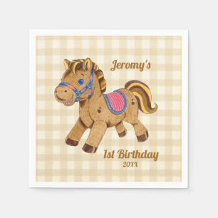 En Papier Serviette pour 1er anniversaire avec poney