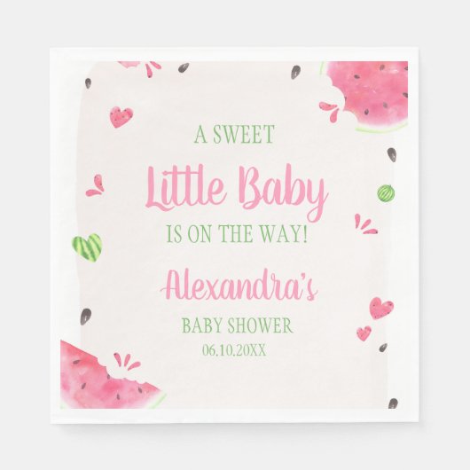 En Papier Serviette pour Baby Shower Fille Pastèque (Devant)