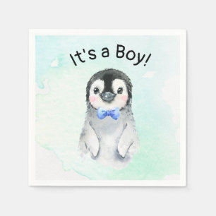 En Papier Serviette pour Baby Shower Garçon Pingouin d'Hiver