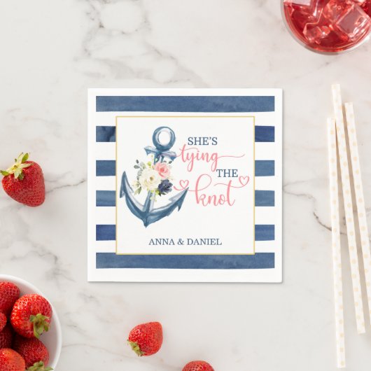 En Papier Serviette pour la fête de mariage 'Nautical She's (En situation)