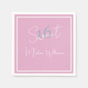 En Papier Serviette Rose Bleue Moderne Minimaliste Douzième 