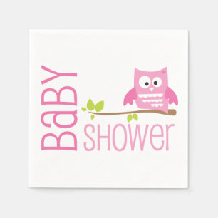 En Papier Serviette rose de baby shower de hibou