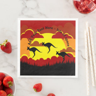 En Papier Serviette Rouge Noir Jaune Kangourou Australie