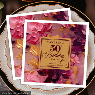 En Papier Serviette Rustique Bohème Merlot Blush Or 50e Anni