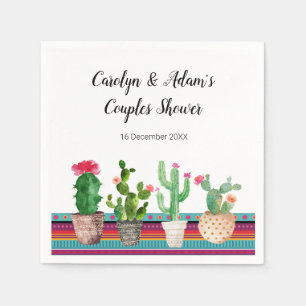 En Papier Serviette rustique de douche de couples de cactus