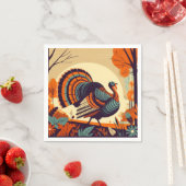 En Papier Serviette Thanksgiving avec Turquie moderne du mil (En situation)
