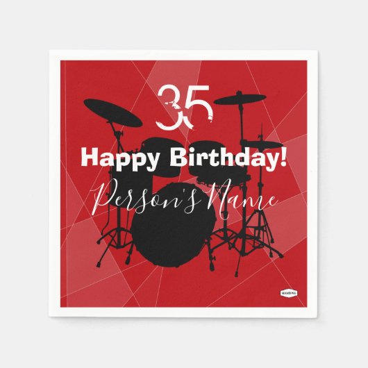 En Papier Serviette thème anniversaire batteur HAMbWG (Devant)
