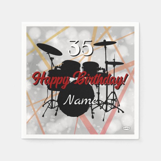 En Papier Serviette thème anniversaire batteur HAMbWG (Devant)