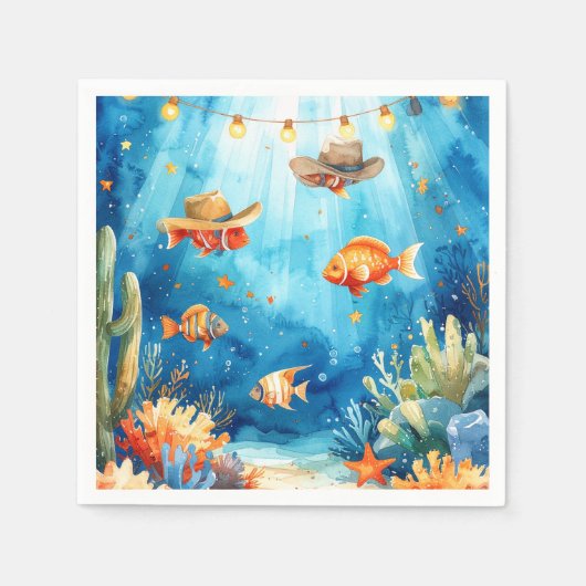 En Papier Serviette thème Fish Party Texas (Devant)
