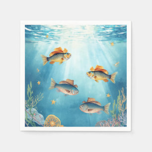 En Papier Serviette thème Fish Party Texas