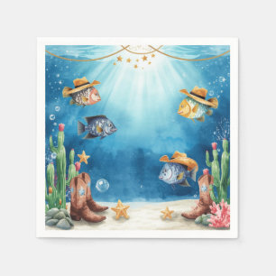 En Papier Serviette thème Fish Party Texas