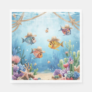 En Papier Serviette thème Fish Party Texas
