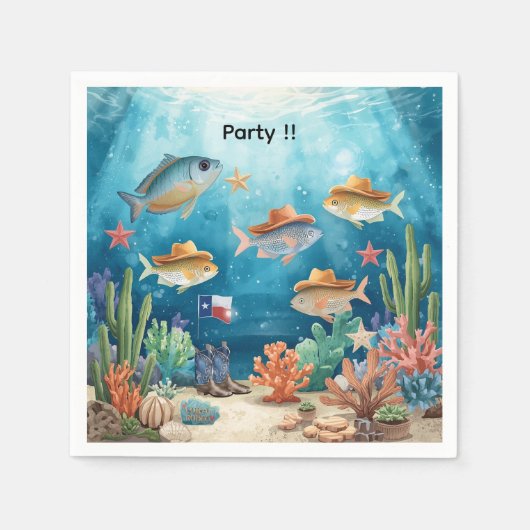 En Papier Serviette thème Fish Party Texas (Devant)