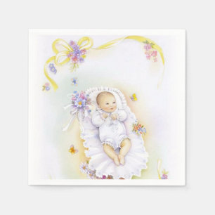 En Papier Serviette vintage de baptême de baptême de béb