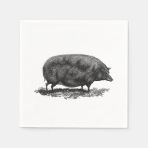 En Papier Serviette vintage gravure à l'eau-forte de porc