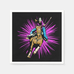 En Papier Serviette Western Party Cowgirl sur cheval