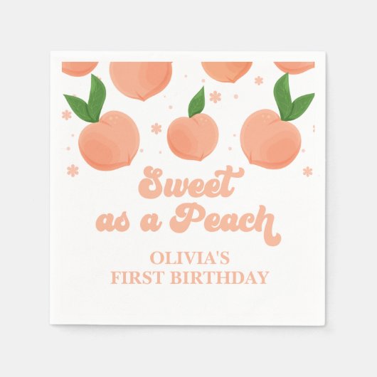 En Papier Servir comme une serviette d'anniversaire Peach (Devant)