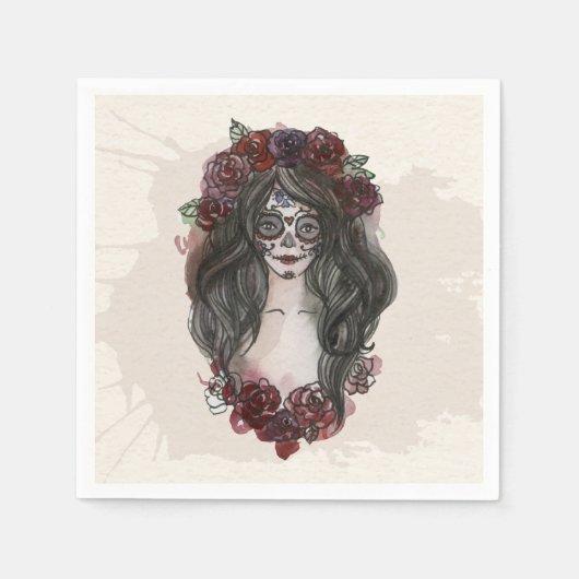 En Papier Simple Dia de los Muertos | Serviette de table (Devant)