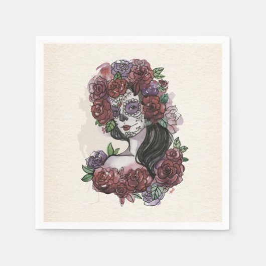 En Papier Simple Dia de los Muertos | Serviette de table (Devant)