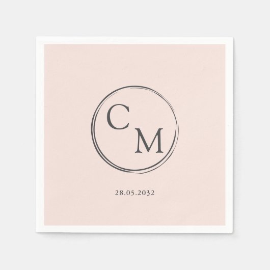 En Papier Simple et élégant monogramme Serviette (Devant)