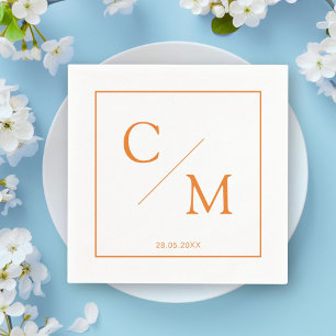 En Papier Simple et élégante serviette monogramme