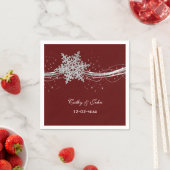 En Papier snowflakes rouge Silver - serviette mariage person (En situation)