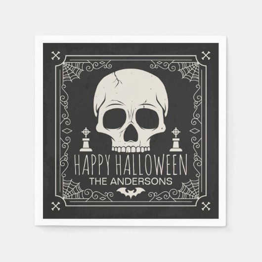 En Papier Soirée d'Halloween personnalisée | Serviette de ta (Devant)