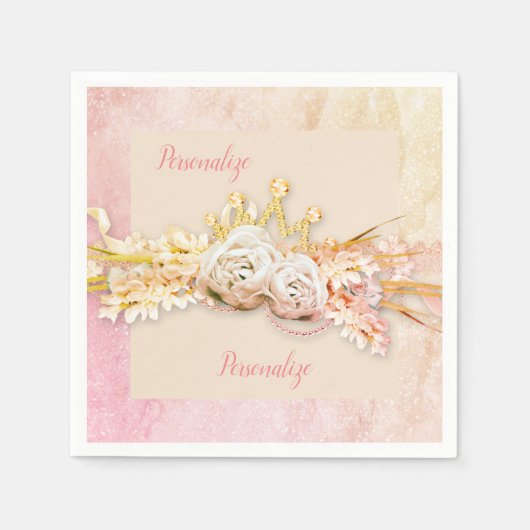 En Papier Tiara diamant rose et dentelle rose serviette (Devant)