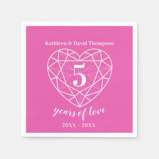 En Papier Tourmaline rose anniversaire 5 ans amour serviette (Devant)