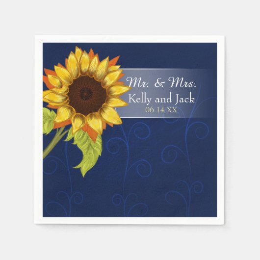 En Papier Tournesol/ mariage bleu serviette (Devant)