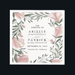 En Papier Verdure fleurie Vintage Rustique Mariage serviette<br><div class="desc">Floral Greenery Vintage Rustic Mariage Napkins - dispose d'une aquarelle design de fleurs roses rousses et de verdure. Ce design comprend également des polices modernes et élégantes pour la mise en page du texte.</div>