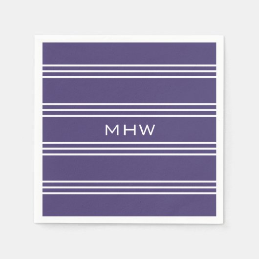 En Papier Violet Grilles personnalisées monogramme serviette (Devant)