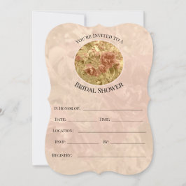  en Peachy Bloemen Bruids Douche Uitnodiging